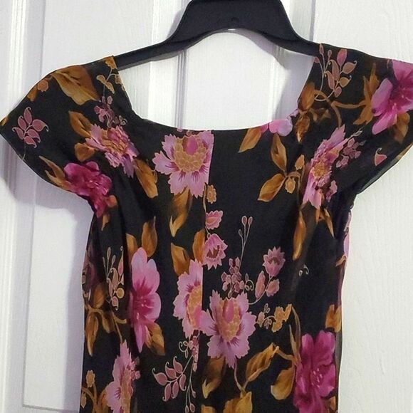 California Krush Black Pink Floral Boho Romantic Fit & Flowy Maxi Dress - Picture 7 of 10